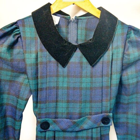 Vintage Bonnie Jean New York Green Plaid Formal Party Dress Sz 10 (Girls) - Picture 3 of 8